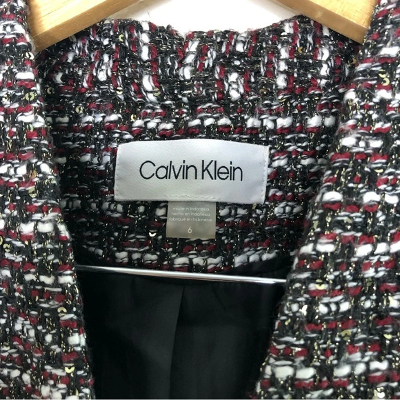 NWT Calvin Klein Tweed Sequin Long Coat 6 - Picture 6 of 13